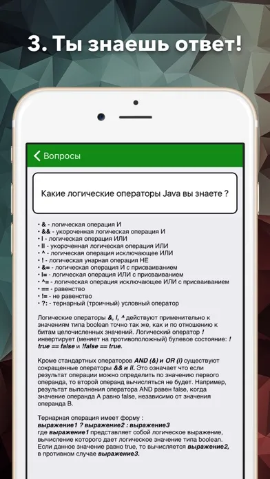 Tangkapan skrin Green Java Interview - подготовка к собеседованию
