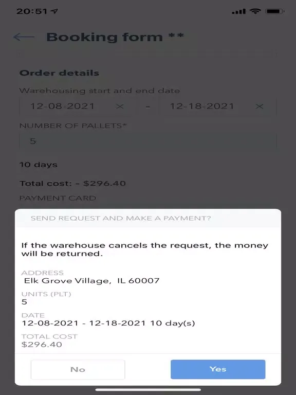 Ảnh chụp màn hình của Olimp Warehousing iPad 