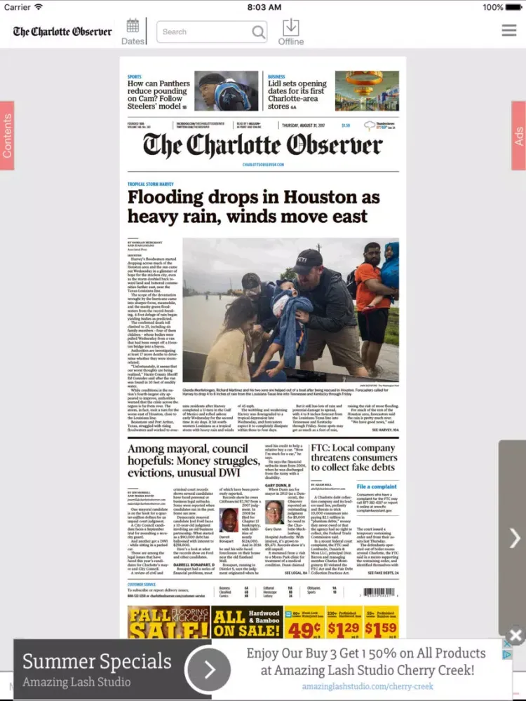 The Charlotte Observer eEdition iPad  Screenshots