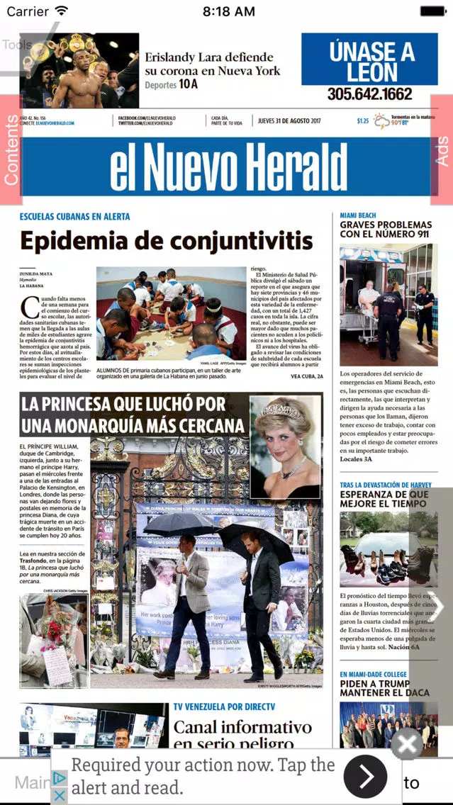 Ảnh chụp màn hình của el Nuevo Herald eEdition