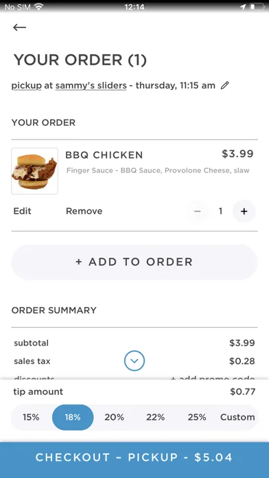 Sammy's Sliders Ordering স্ক্রিনশট