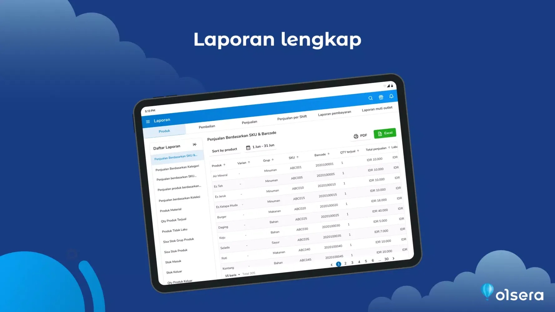 Tangkapan skrin Olsera Office