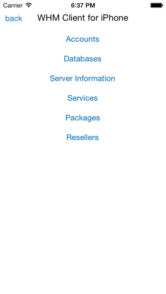 WHM Client for iPhone スクリーンショット