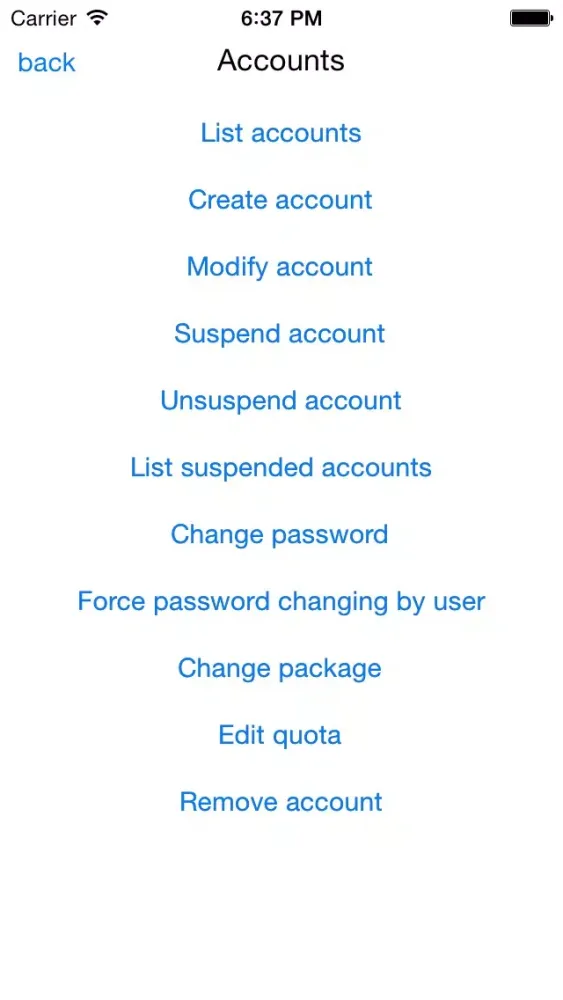 WHM Client for iPhone スクリーンショット
