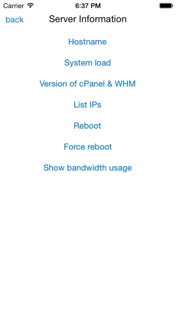 WHM Client for iPhone スクリーンショット