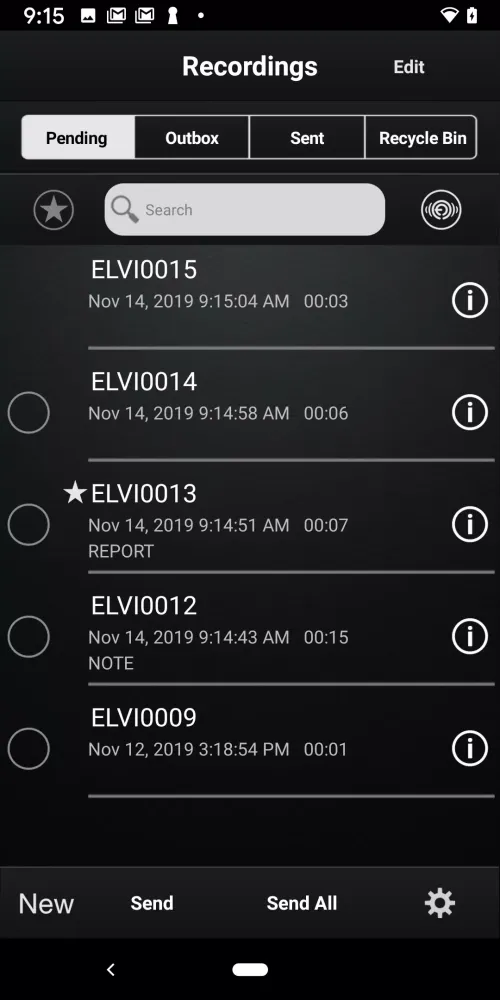 Olympus Dictation for Android Screenshots