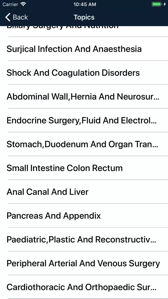 Zrzuty ekranu Top Surgery MCQs