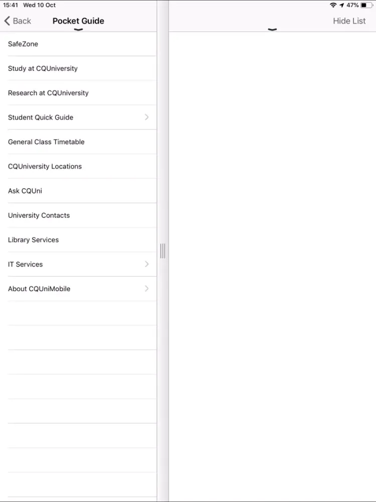 CQUniversity Mobile App iPad  Screenshots
