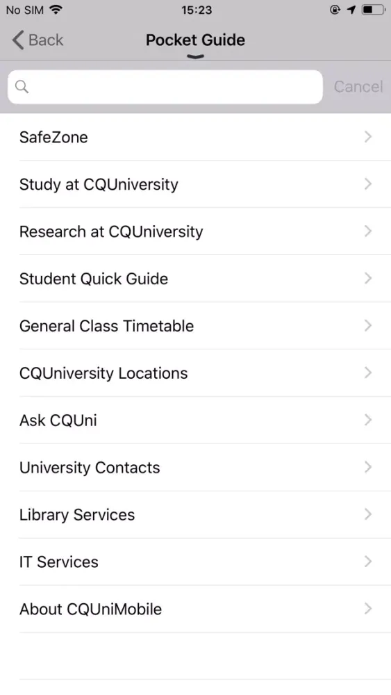 CQUniversity Mobile App Screenshots