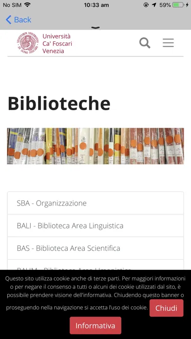 Ảnh chụp màn hình của CerCa' Foscari Library System