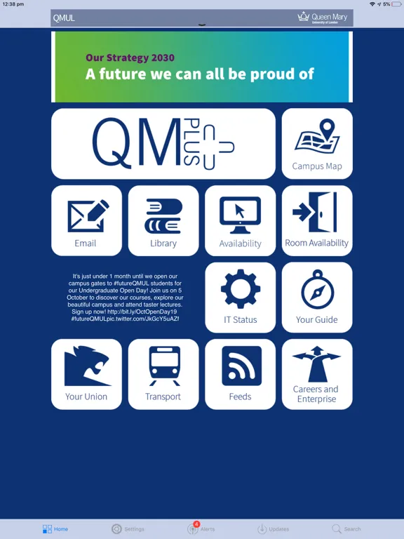 Ảnh chụp màn hình của Queen Mary University London iPad 