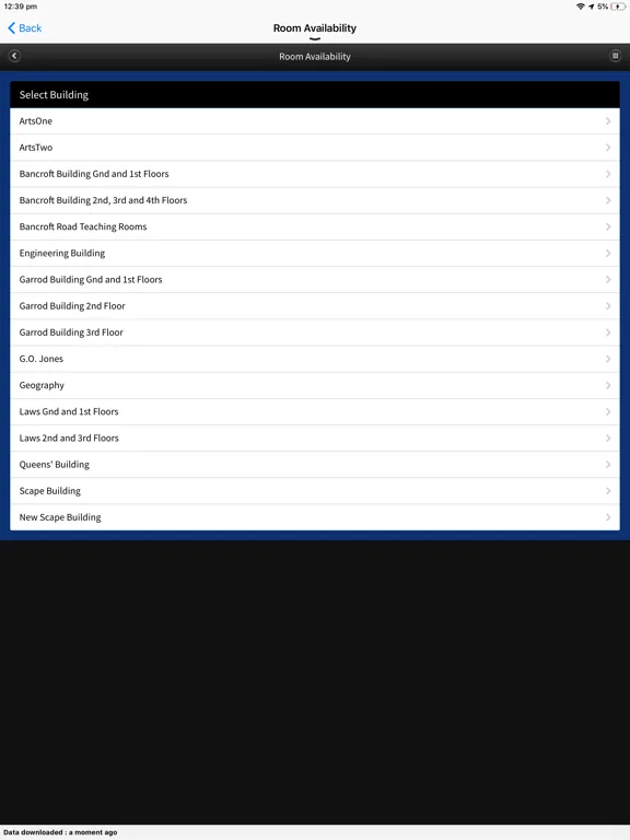 Ảnh chụp màn hình của Queen Mary University London iPad 