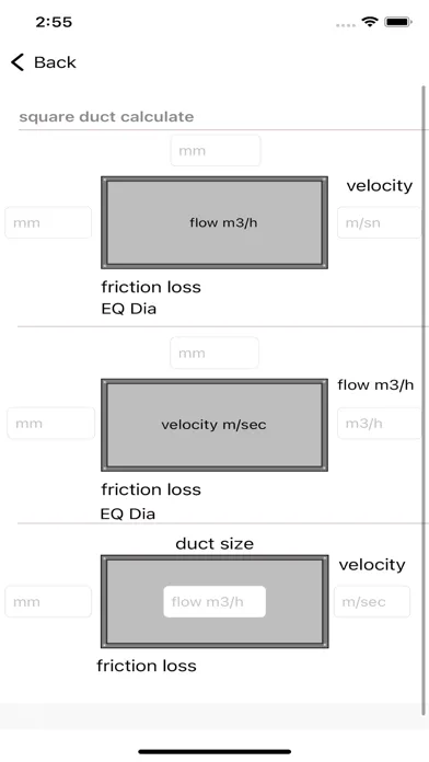 Duct Calculator Screenshots