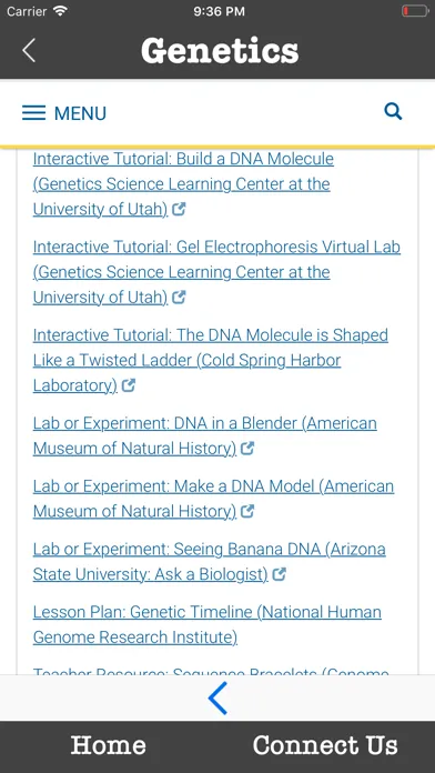 Capturas de tela do Gene Wiki