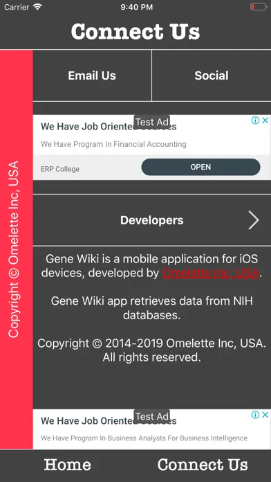 Capturas de tela do Gene Wiki