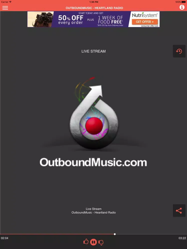 Zrzuty ekranu OutboundMusic- Heartland Radio iPad 