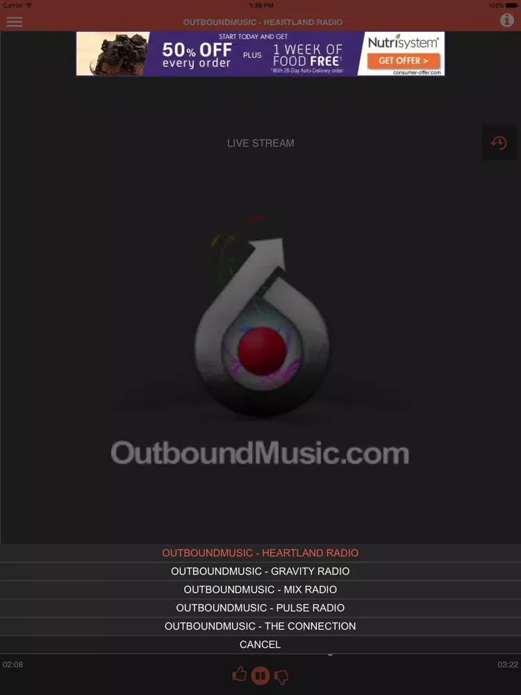 Zrzuty ekranu OutboundMusic- Heartland Radio iPad 