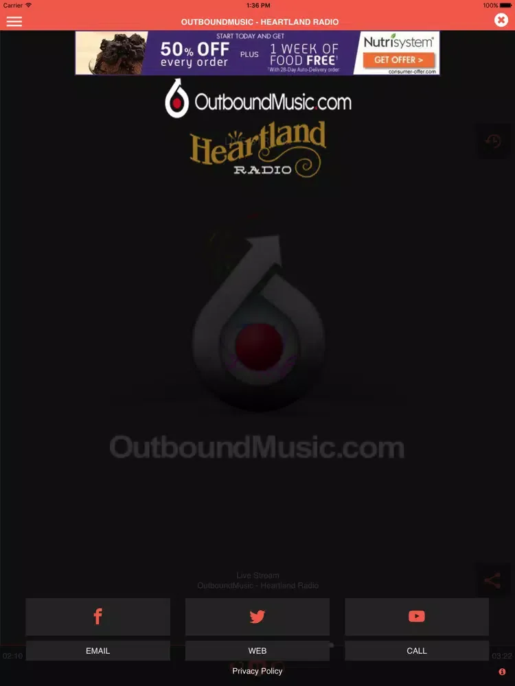 Zrzuty ekranu OutboundMusic- Heartland Radio iPad 
