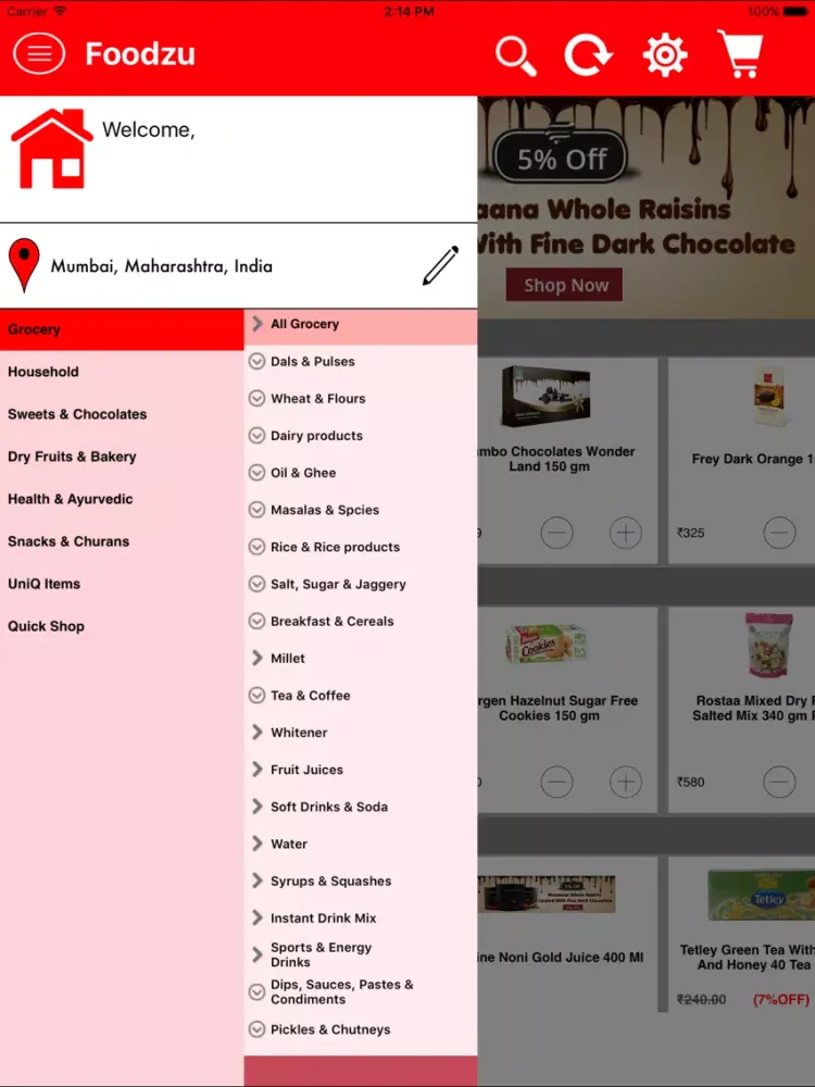 ภาพหน้าจอของ Foodzu iPad 