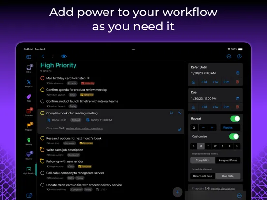 OmniFocus 4 iPad Screenshots