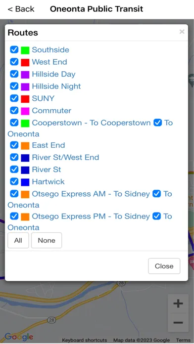 Tangkapan skrin Oneonta Public Transit