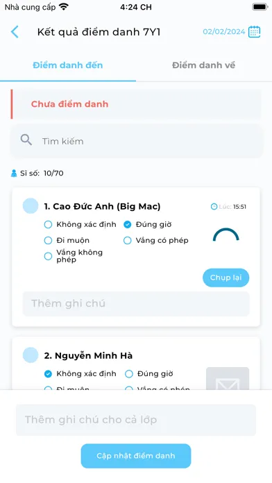 Ảnh chụp màn hình của SchoolOnline Attendance