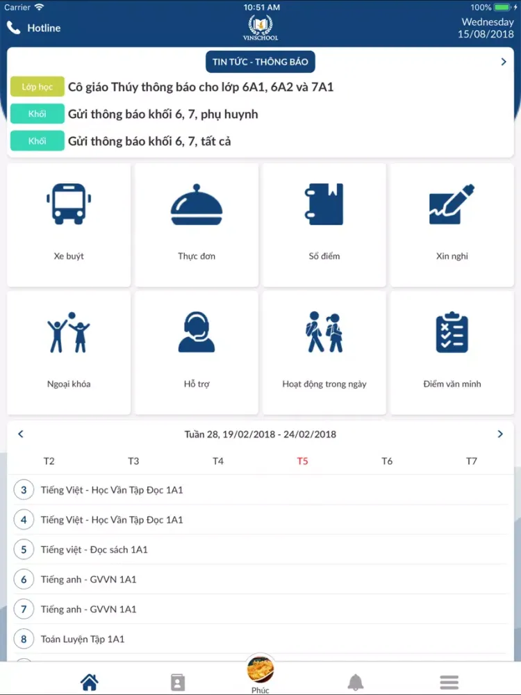 Vinschool Parent iPad  Screenshots