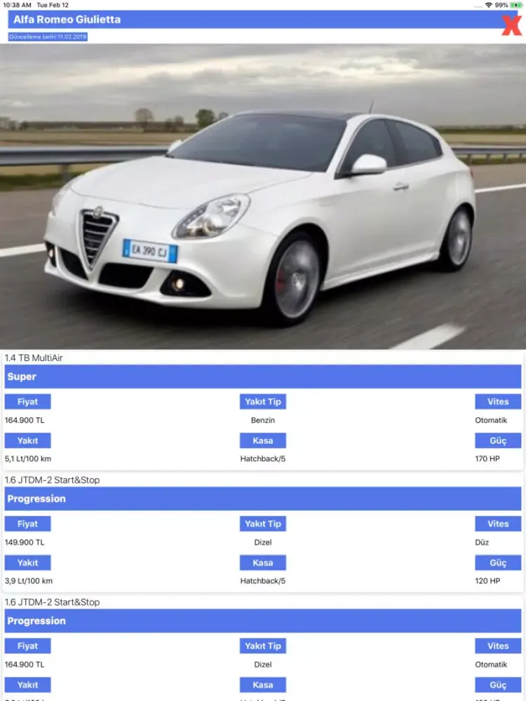 Sıfır Araba Fiyatları iPad  Screenshots