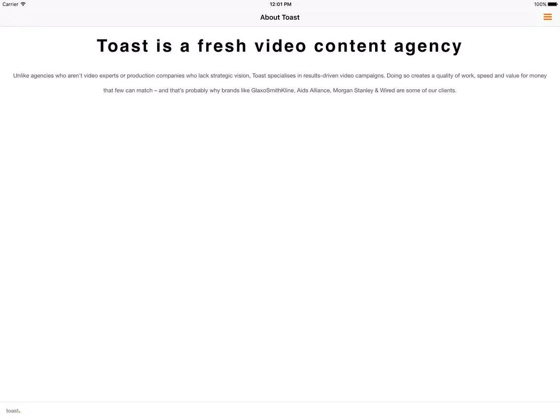 Tangkapan skrin Toast Player iPad 