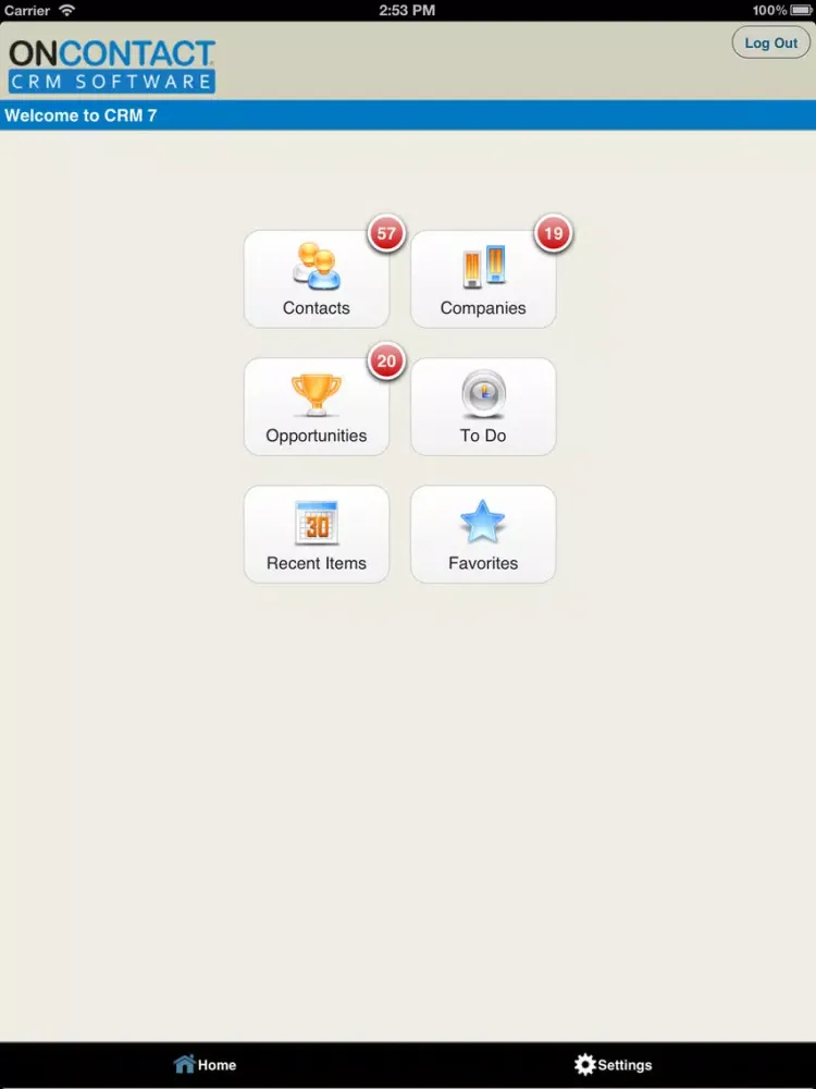 Capturas de tela do Oncontact CRM iPad 