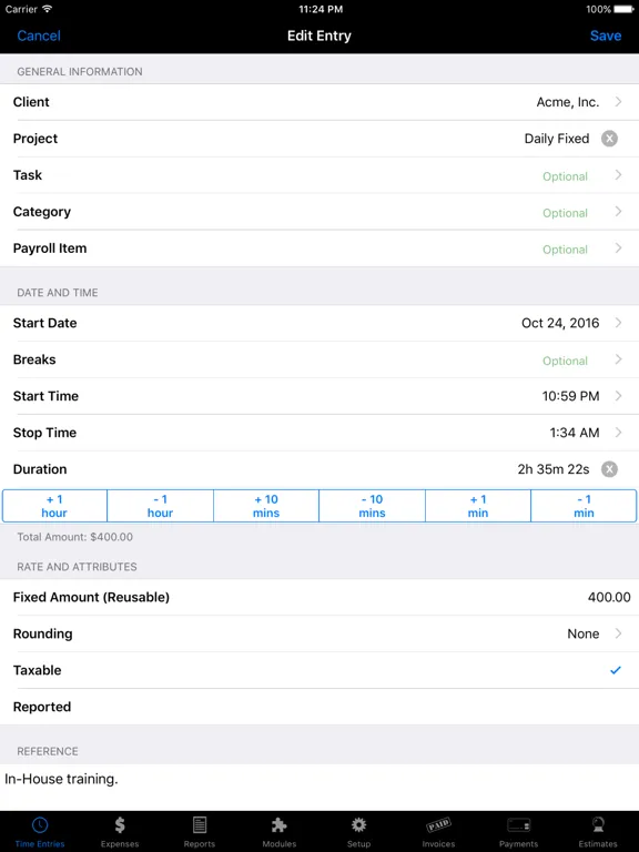 Captures d'écran de Time Master + Billing iPad 