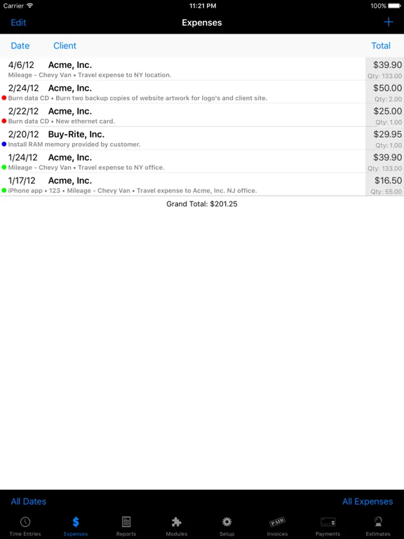 Captures d'écran de Time Master + Billing iPad 