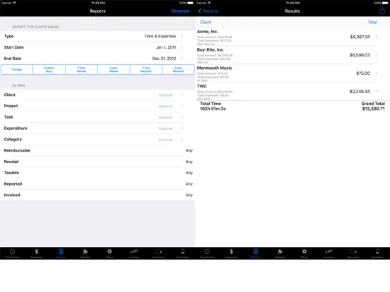 Captures d'écran de Time Master + Billing iPad 