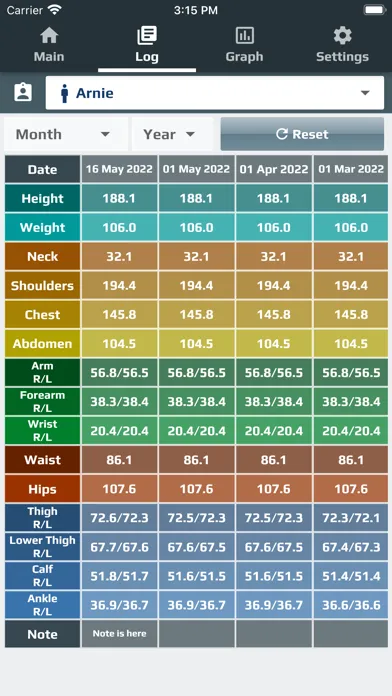 Capturas de pantalla de Body Measurements Diary