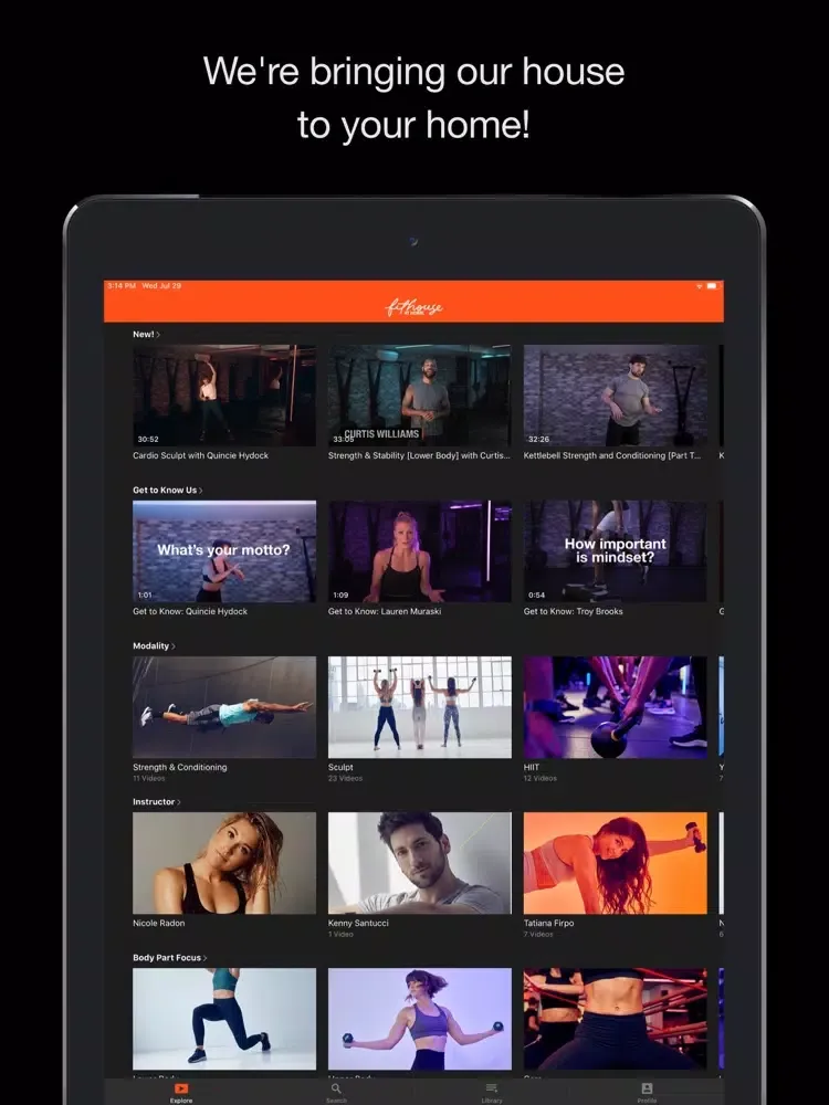 Fithouse at Home iPad  Screenshots