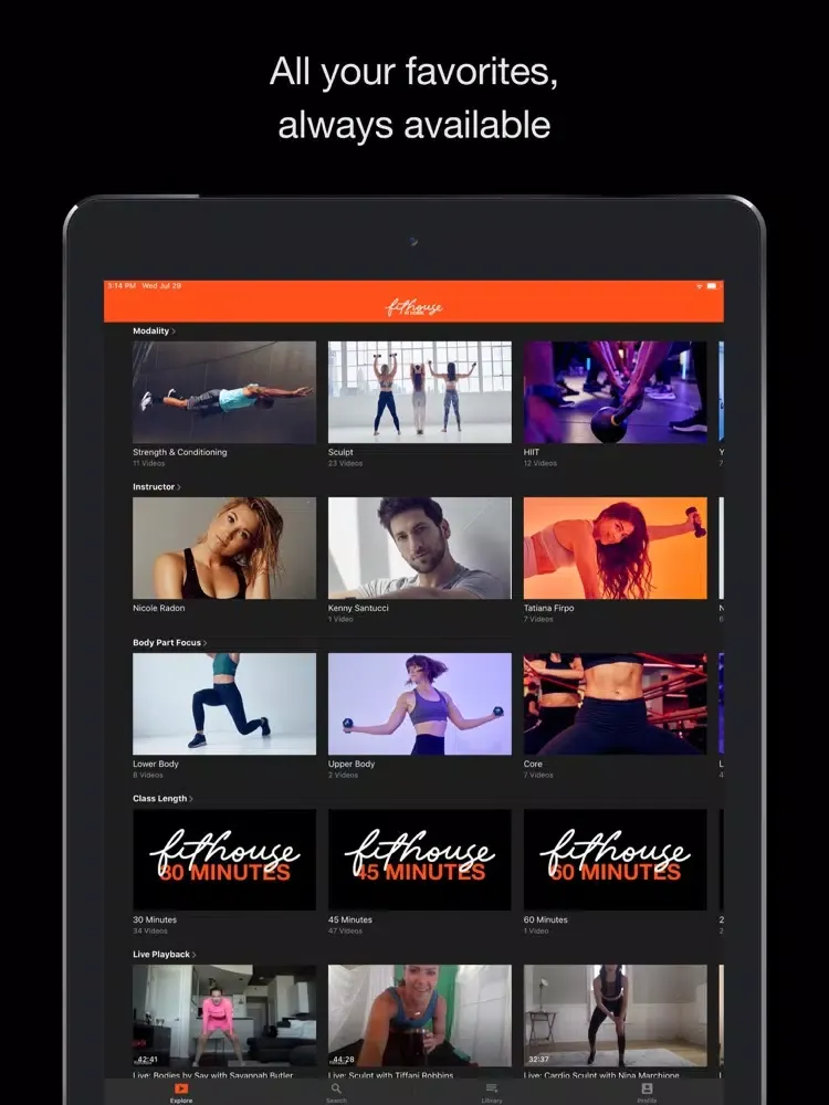 Fithouse at Home iPad  Screenshots