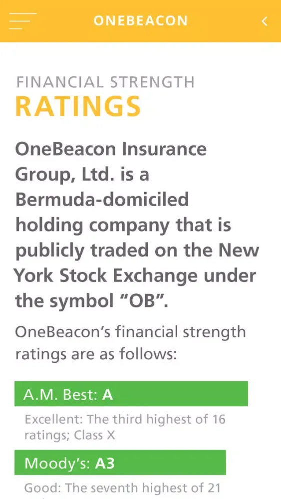Zrzuty ekranu OneBeacon Insurance Group Capabilities