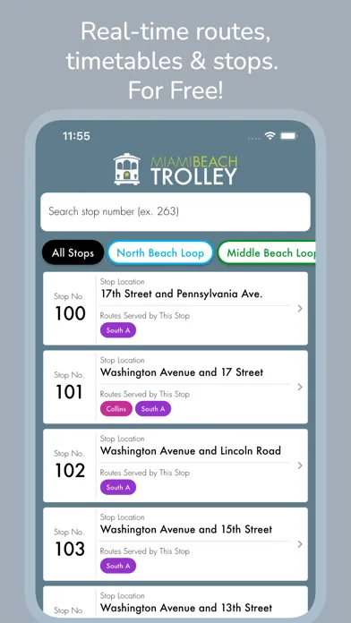 Miami Beach Trolley Tracker Screenshots