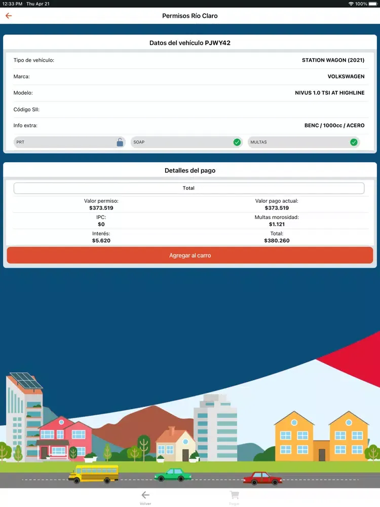 Tangkapan layar Mi Permiso Río Claro V2 iPad 