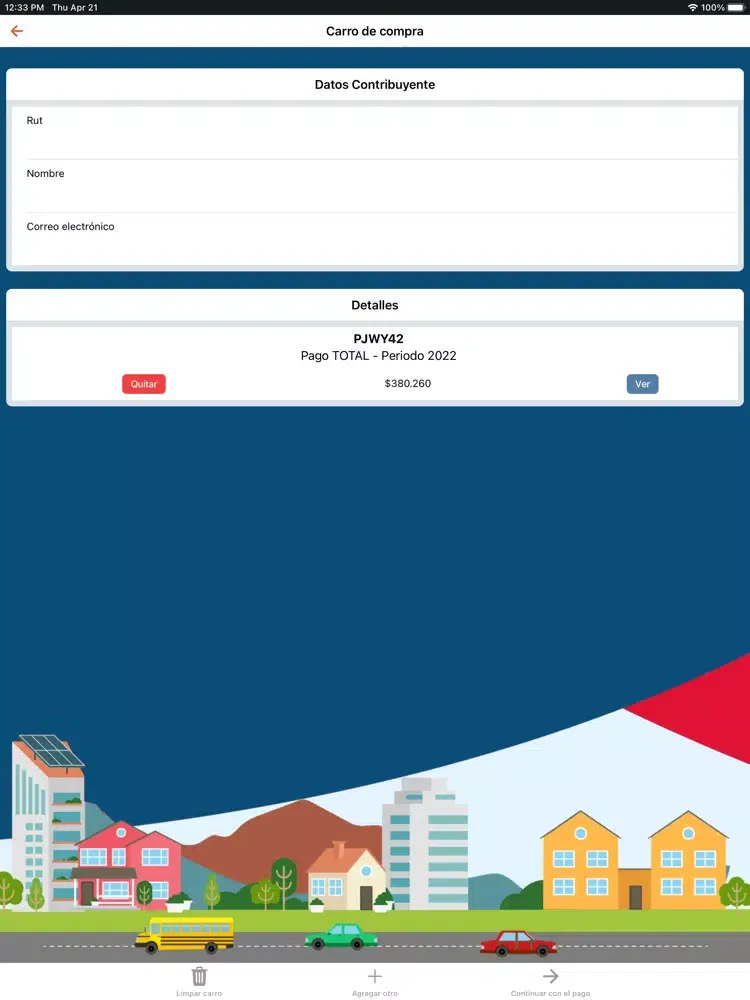 Tangkapan layar Mi Permiso Río Claro V2 iPad 
