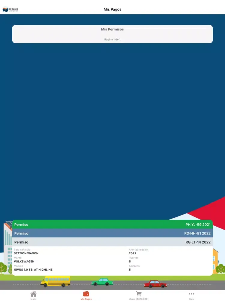 Tangkapan layar Mi Permiso Río Claro V2 iPad 