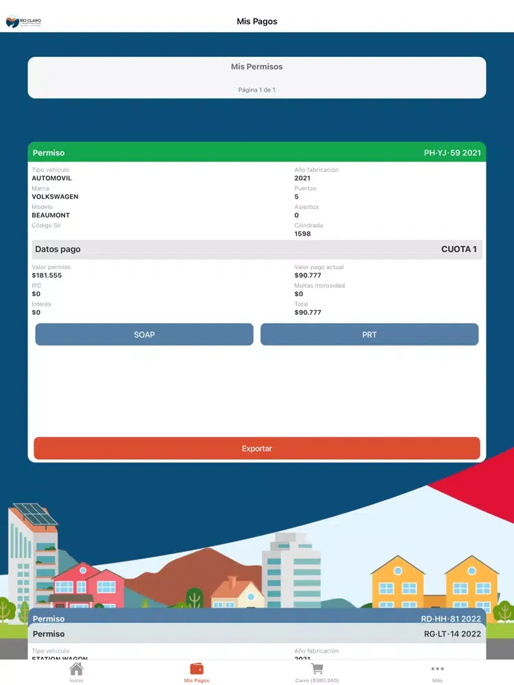 Tangkapan layar Mi Permiso Río Claro V2 iPad 