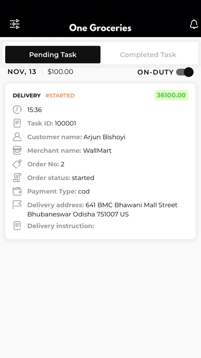 One Groceries Driver स्क्रीनशॉट