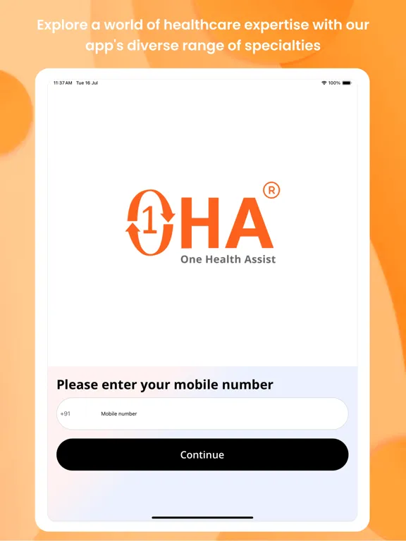Capturas de tela do ONE HEALTH ASSIST- OHA iPad 