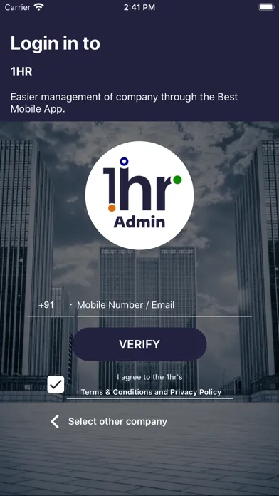 1hr Admin Screenshots