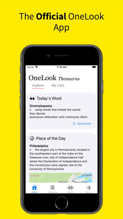Tangkapan skrin OneLook Thesaurus