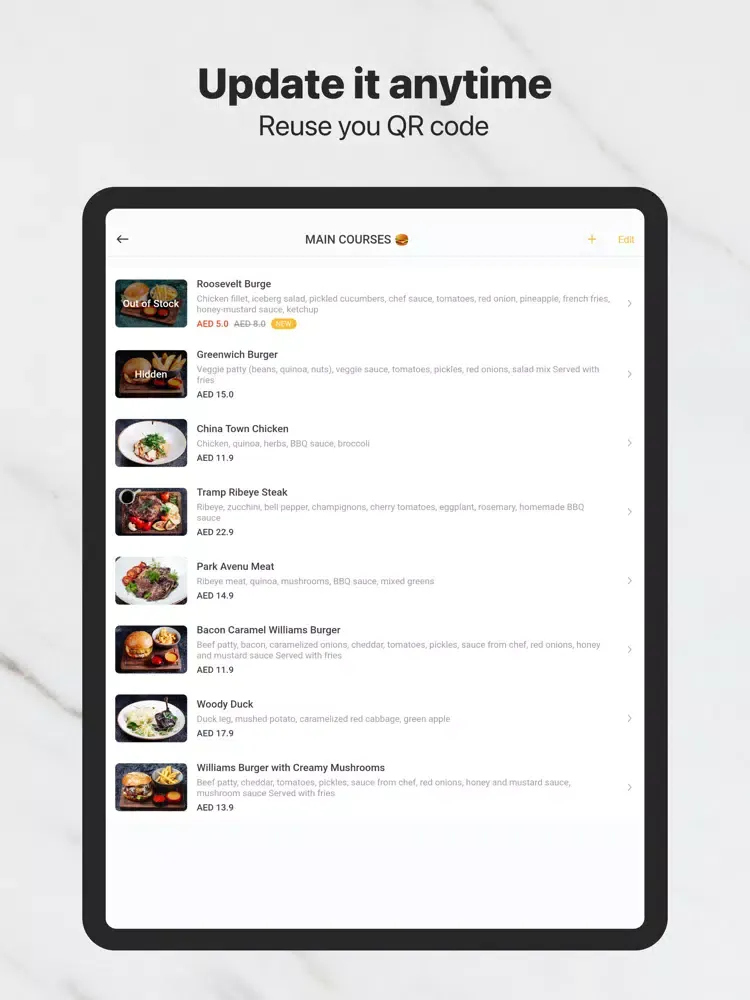 OneMenu - QR menu iPad  Screenshots