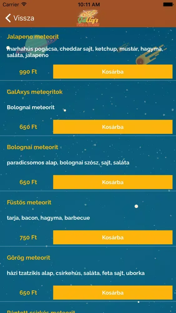 Screenshot di GalAxy's Pizzéria