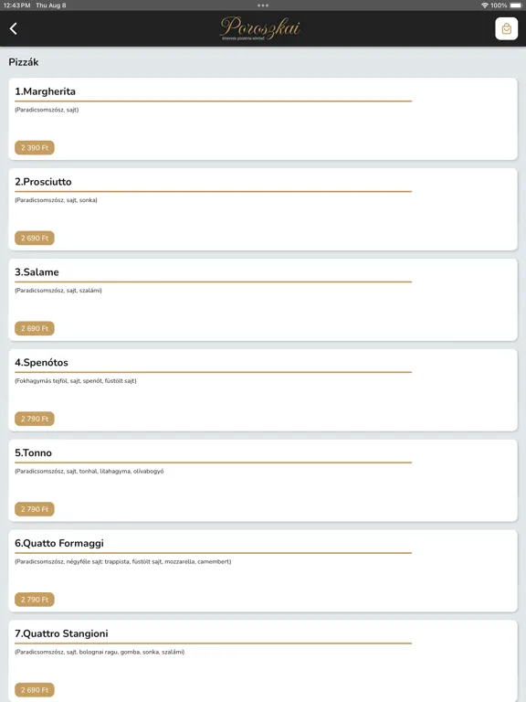 Poroszkai Étterem iPad 應用截圖