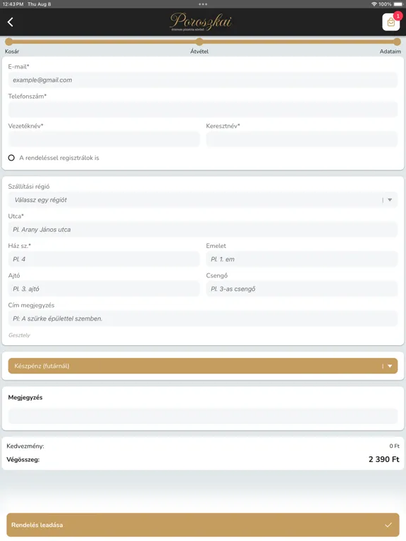 Poroszkai Étterem iPad 應用截圖